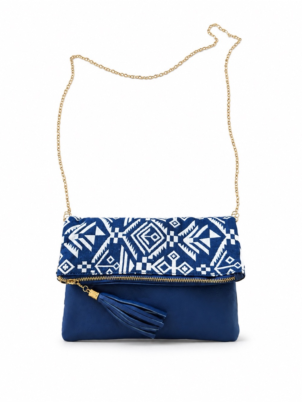 Olivia Miller Navy Geometric Foldover Crossbody Clutch Bag